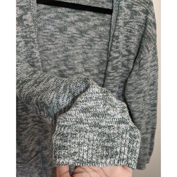 ModCloth Cardigan Sweater Open Front Green White Marled Knit Size Large - Picture 4 of 8